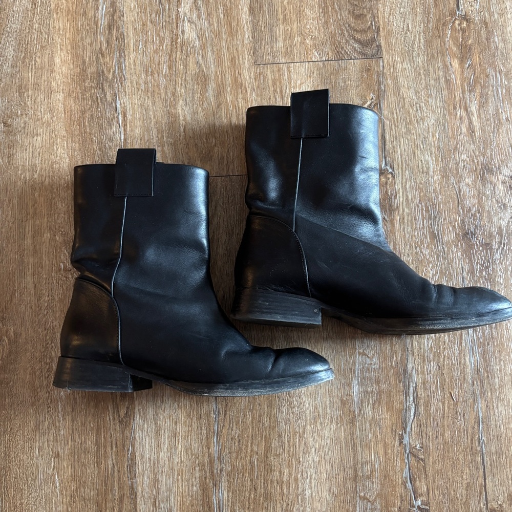 ZARA Black Leather Heeled Pull On Boots - Picture 6 of 7